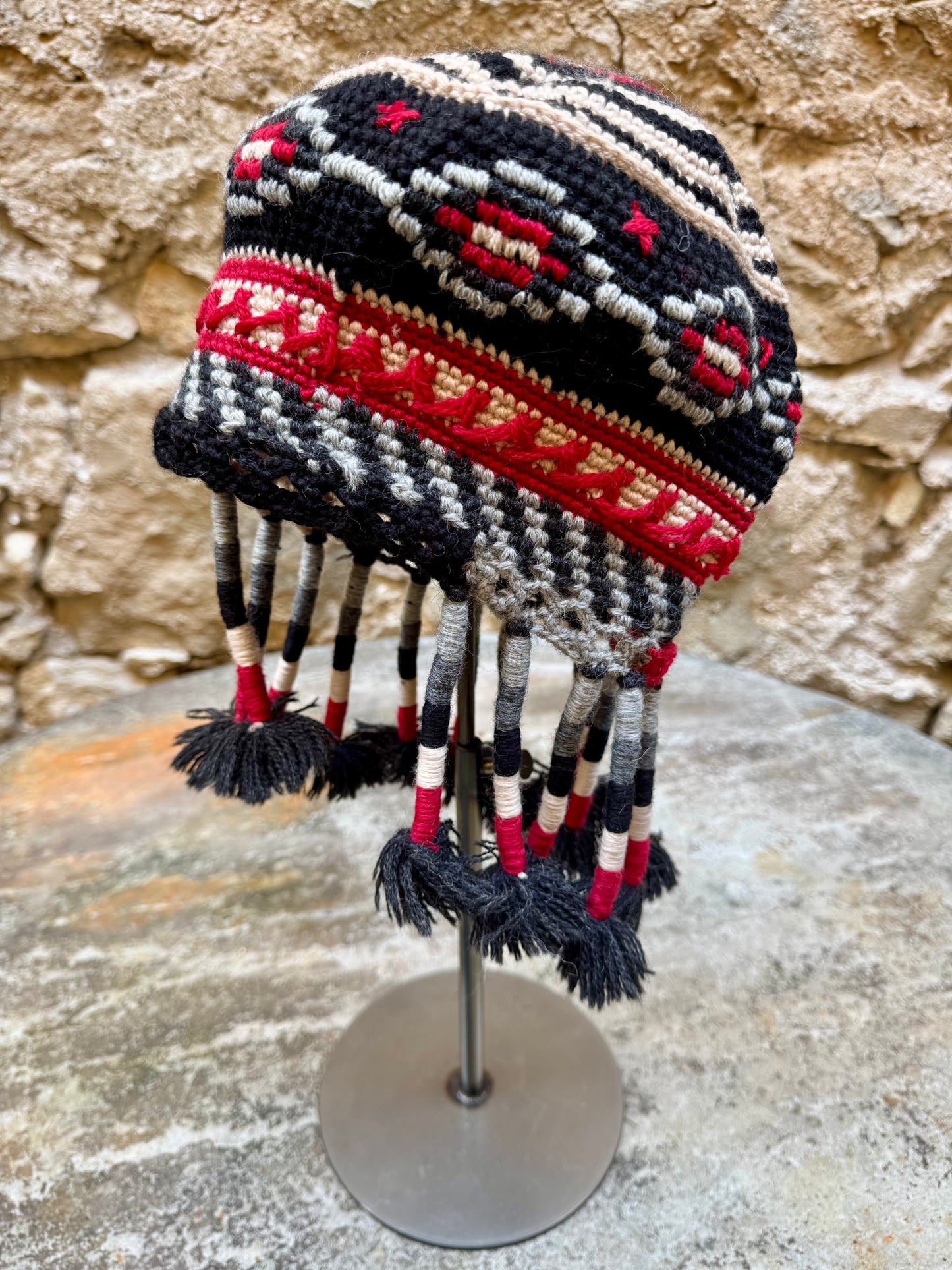 Ethnic Pattern Cossack Hat w/ Fringe