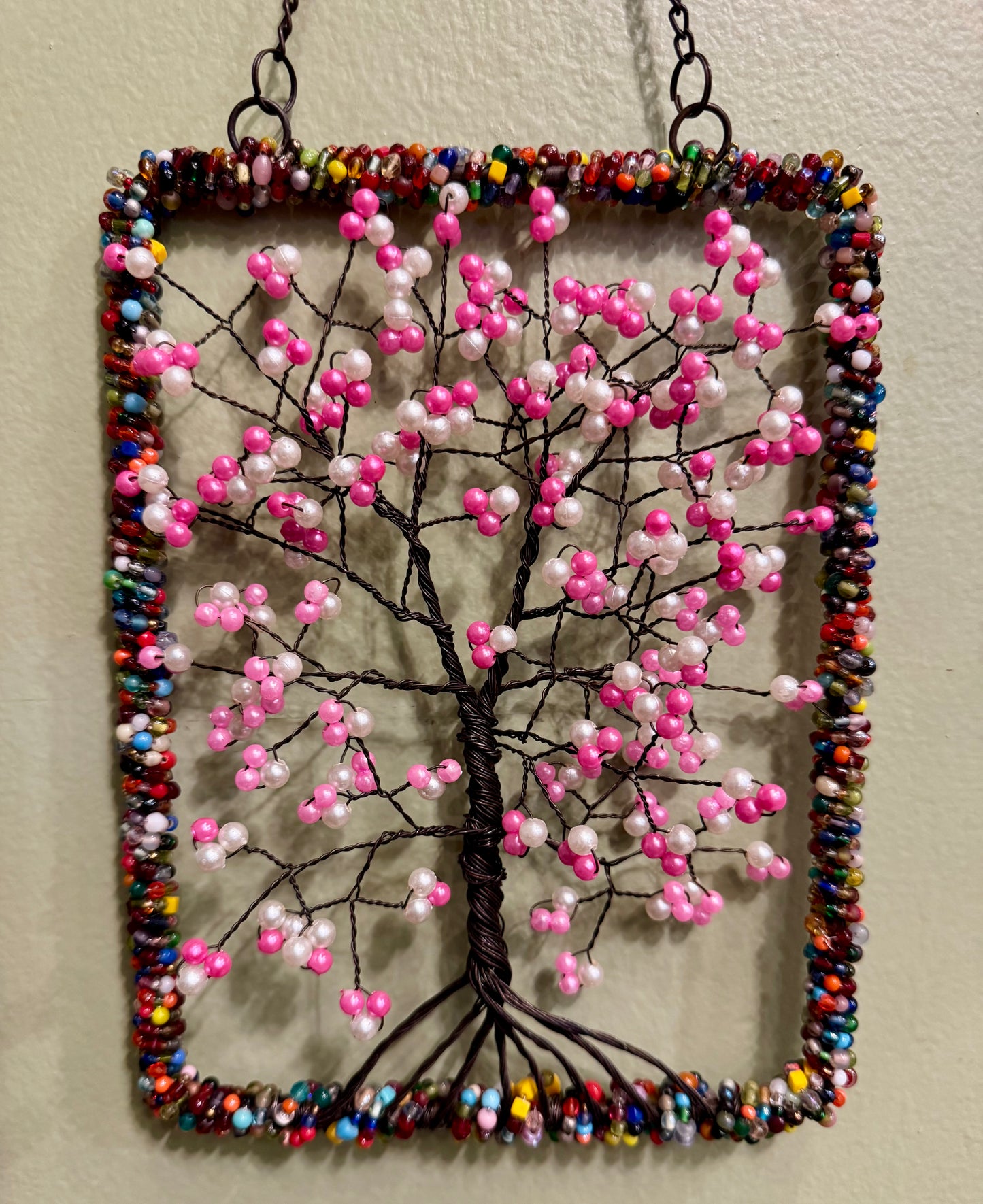 Wire Rectangle Tree Pink/White