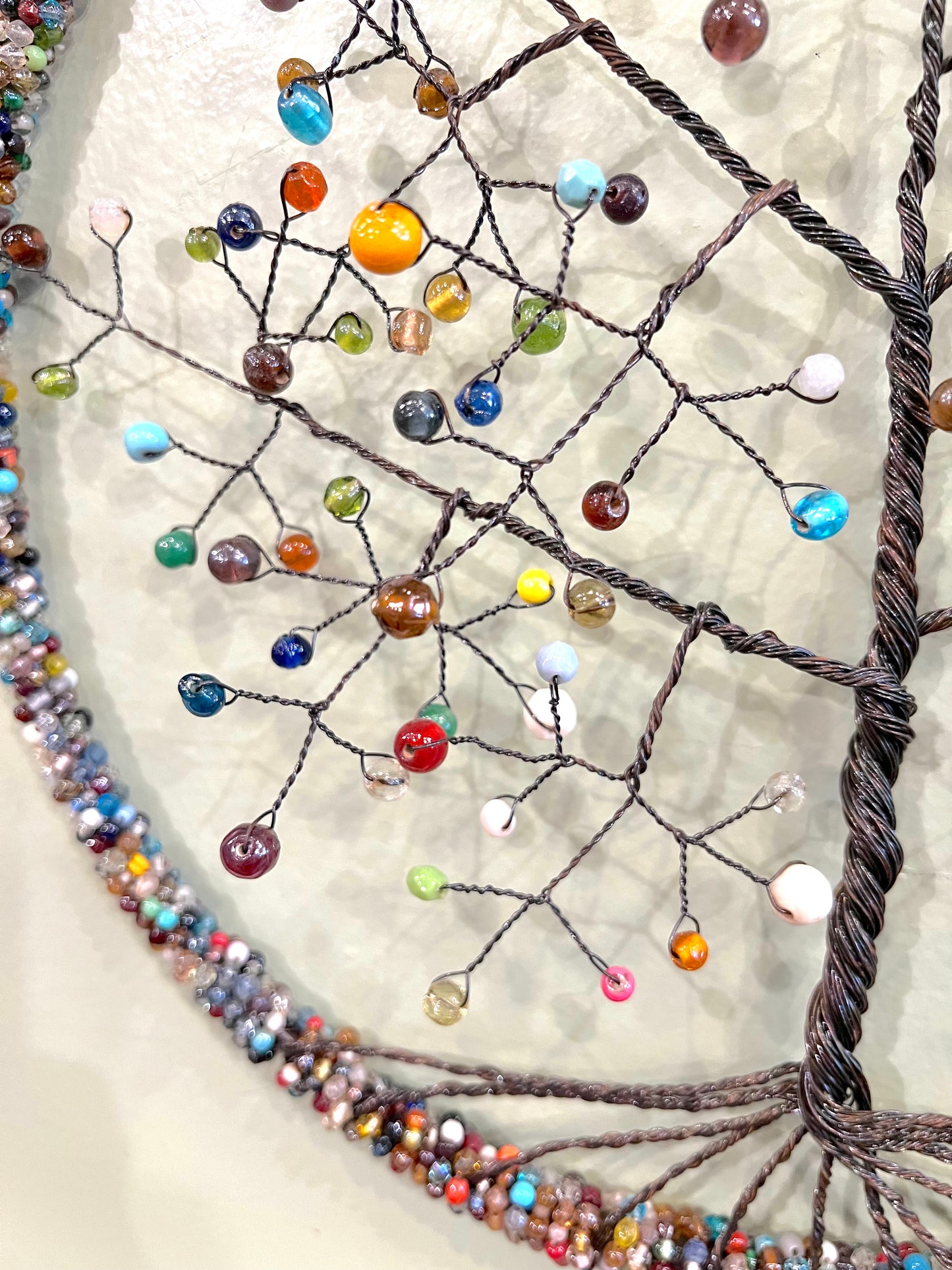 Wire Tree of Life Colorful Bead Leaves