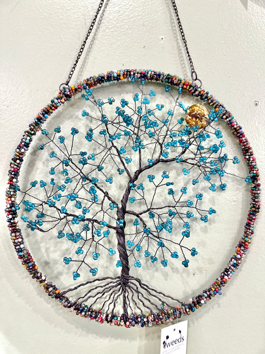 Wire Tree of Life Blue With Sun