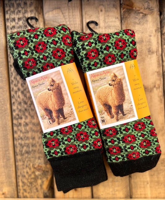 Alpaca Jacquard Geometric Mosaic Socks
