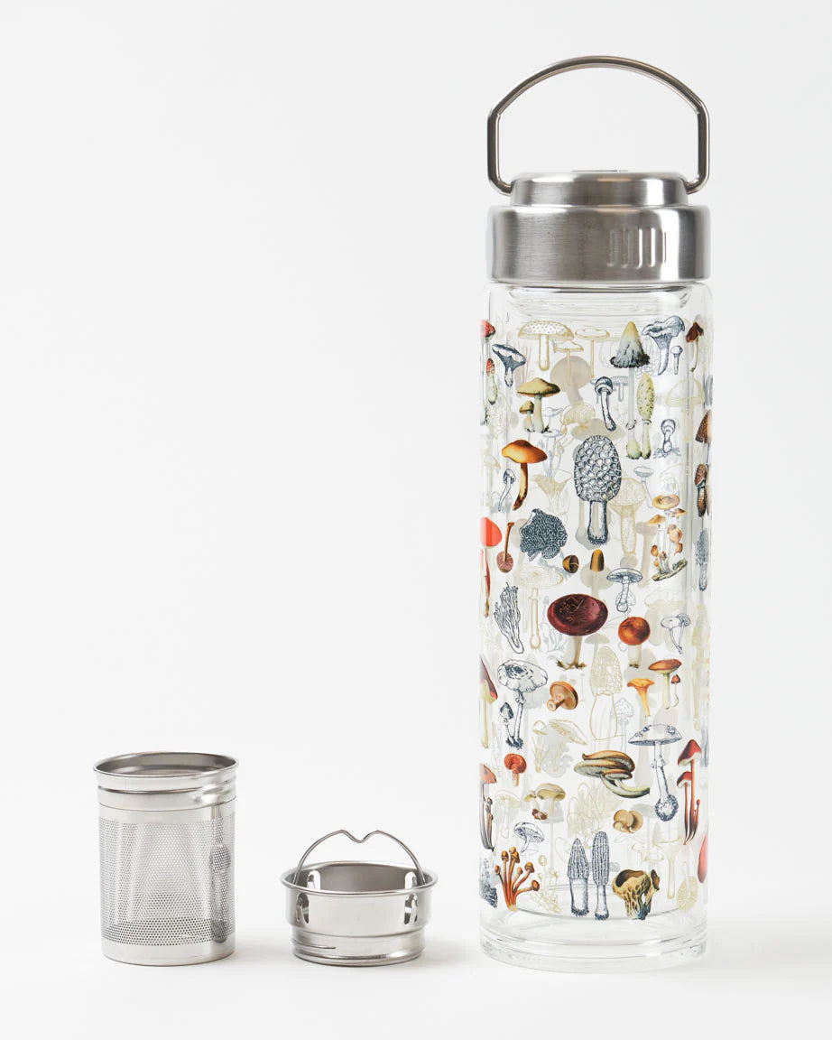 Mushrooms - Fungi of the World Glass Tea Infuser Flask
