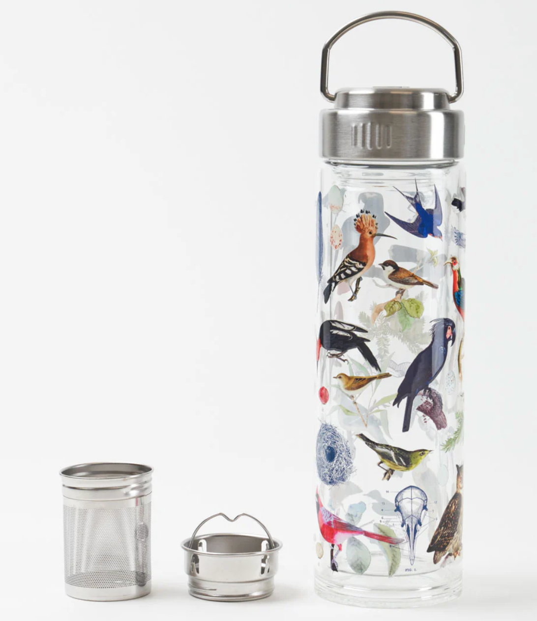 Birds Glass Tea Infuser Flask