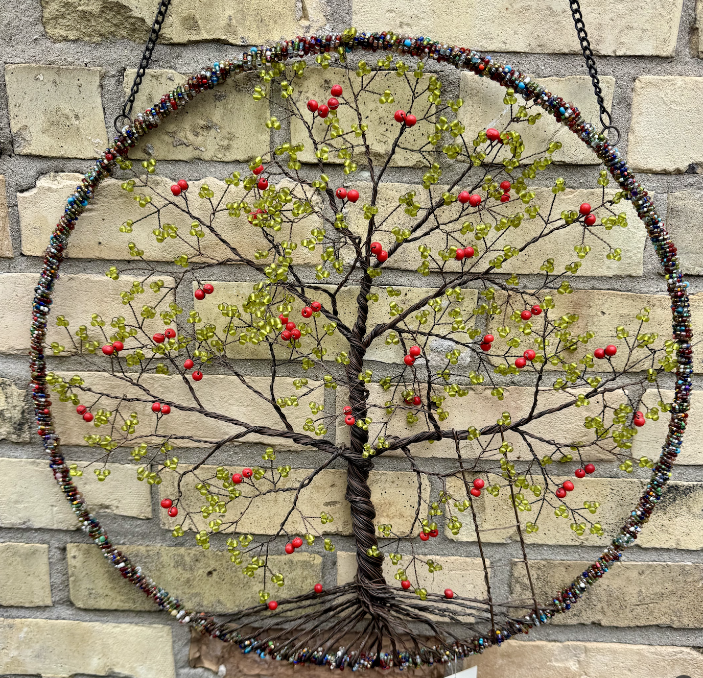 Wire Beaded Apple Tree 18"