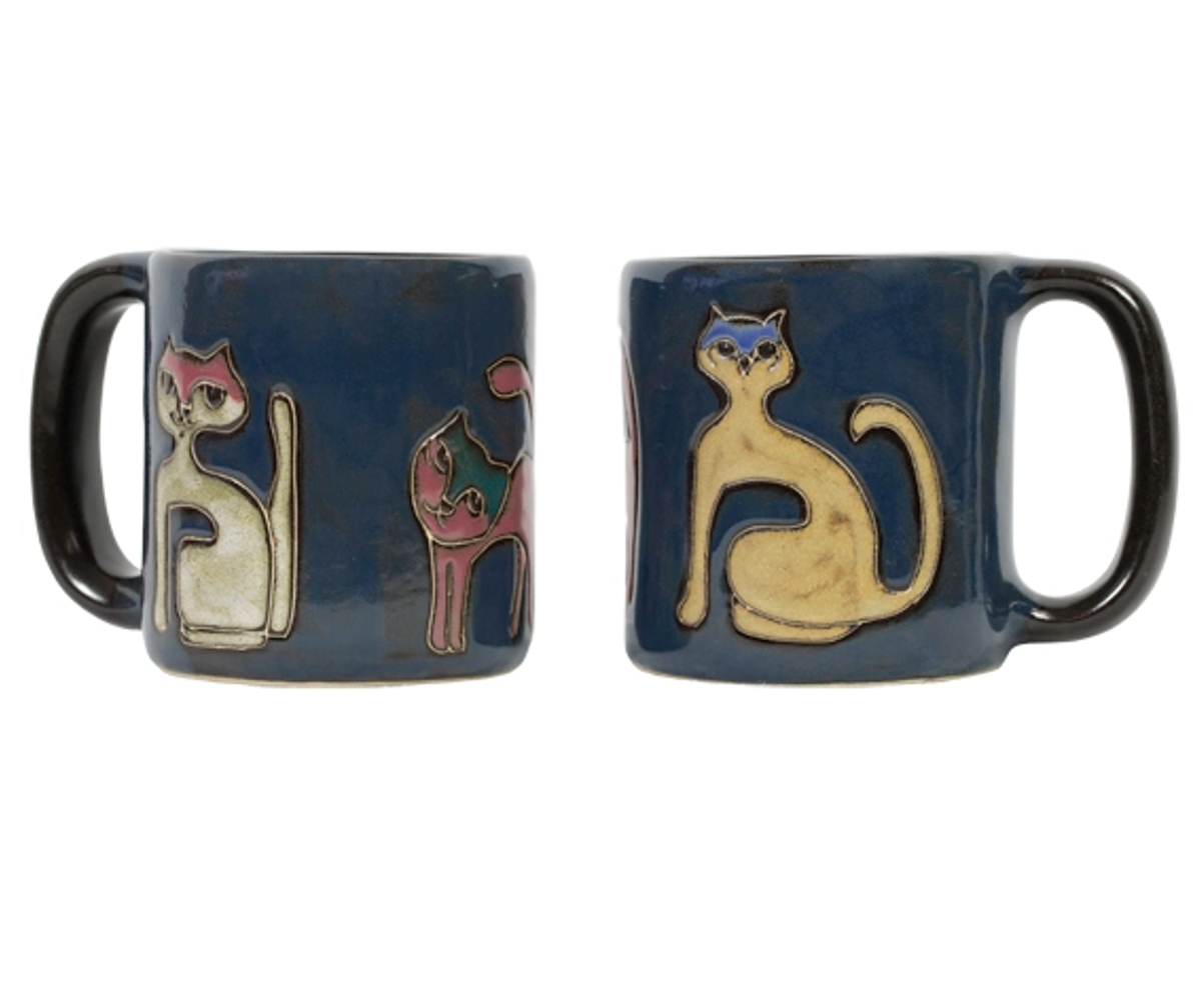 Mara Stoneware Cats Blue Mug