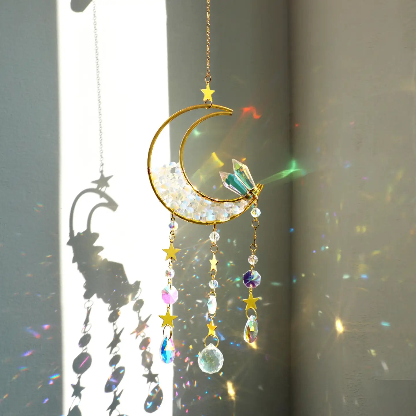 Moon Suncatcher Crystal Prism Wind Chime