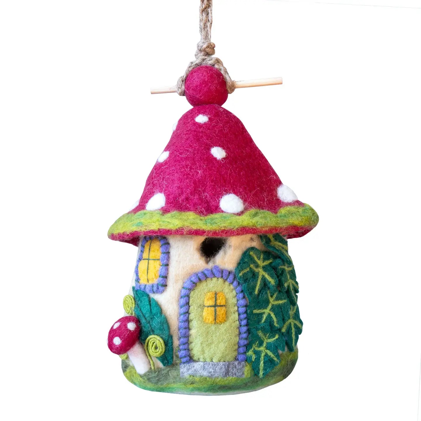 Felted Birdhouse Mossy Mushroom