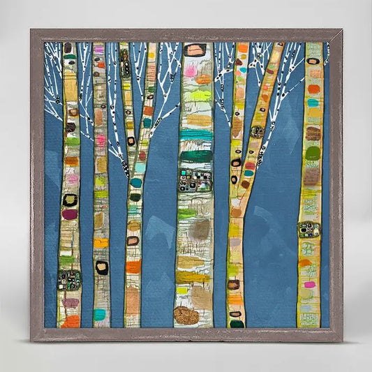 Birch Trees on Cobalt Mini Canvas