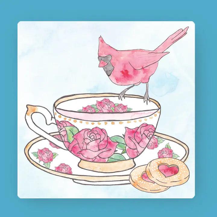 Cardinal Rose Tea Cup Stone Coaster