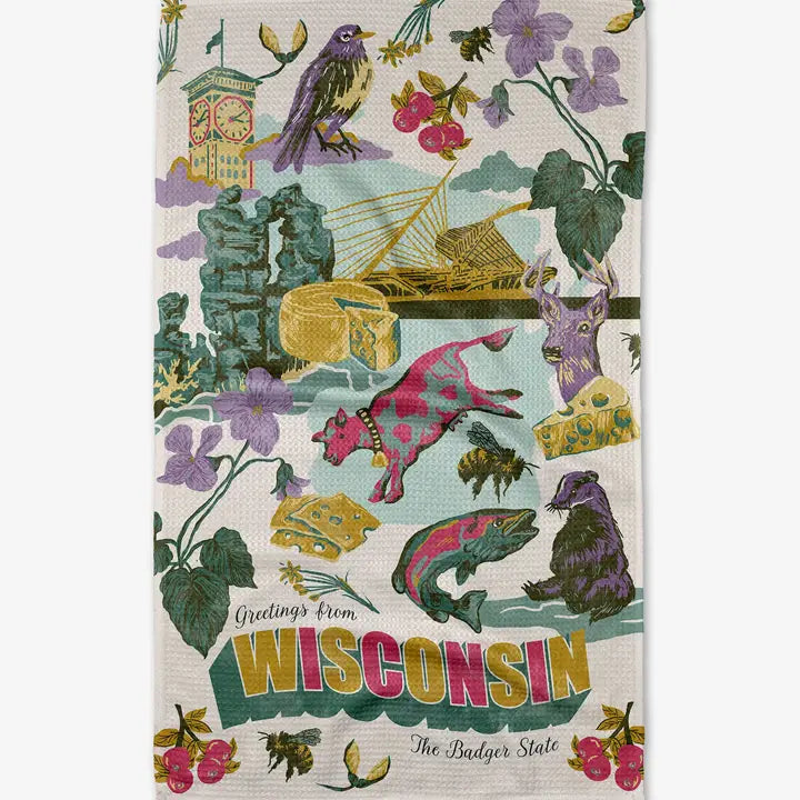 Geometry Tea Towel: Greetings from Wisconsin