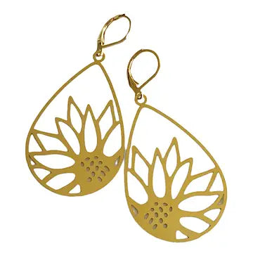 Brass Sunflower Earrings