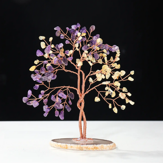 Crossing Gemstone Crystal Tree Amethyst & Citrine