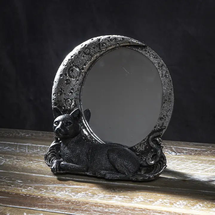 Black Cat on Moon Mirror