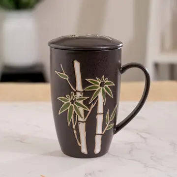 Tea Infuser Mug 15oz Bamboo Design