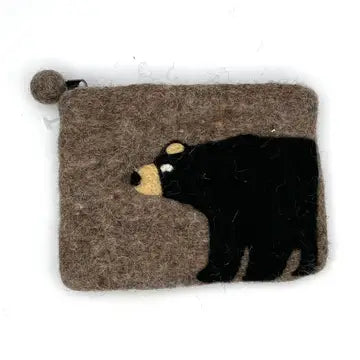 Black Bear Felt Coin Purse