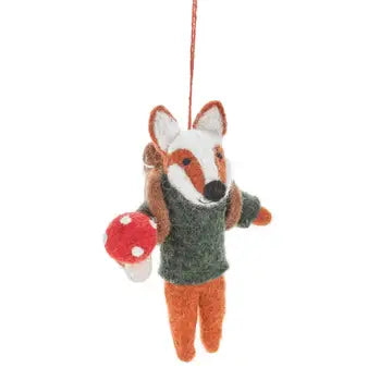 Felted Frankie Foraging Fox Ornament
