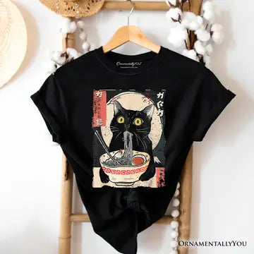 Kawaii Cat Eating Ramen T-Shirt