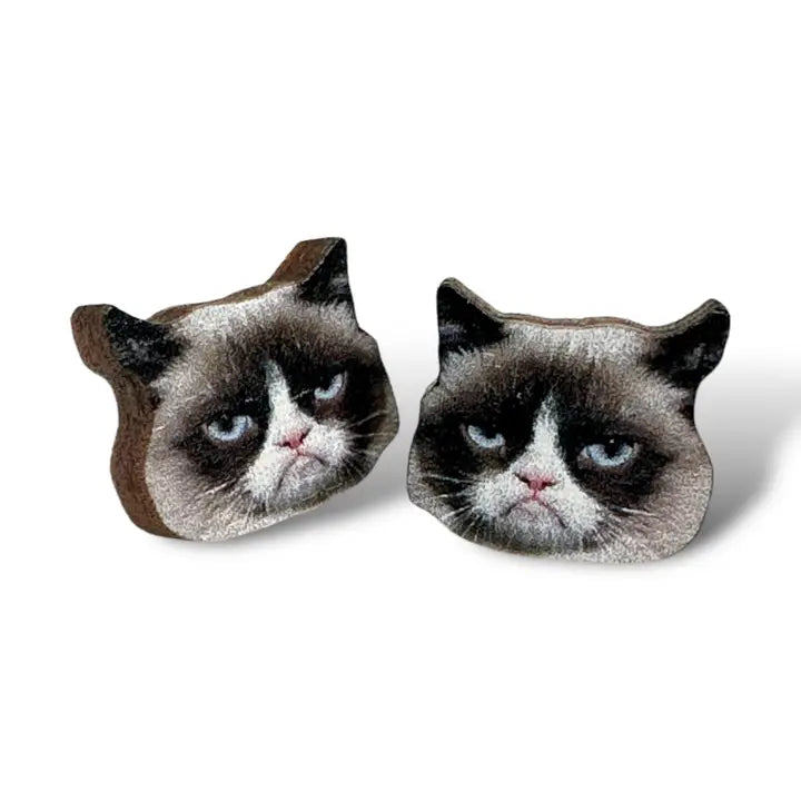 Grumpy Cat Stud Earrings