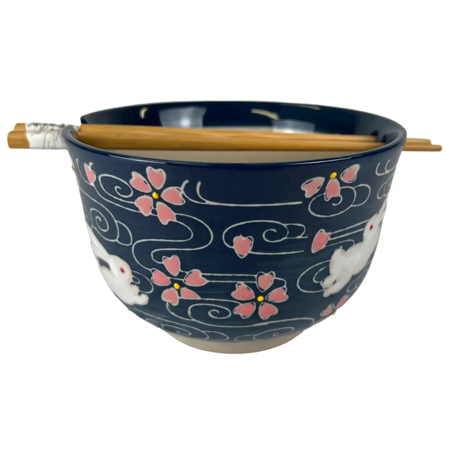 Sakura Rabbit Design Noodle Bowl with Chopsticks Set