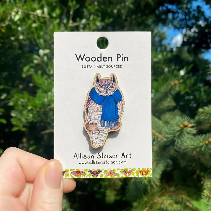 Great Horned Owl Wooden Pin