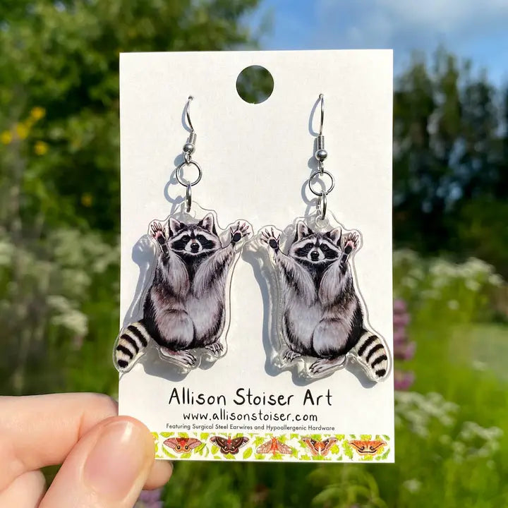 Acrylic Raccoon Earrings