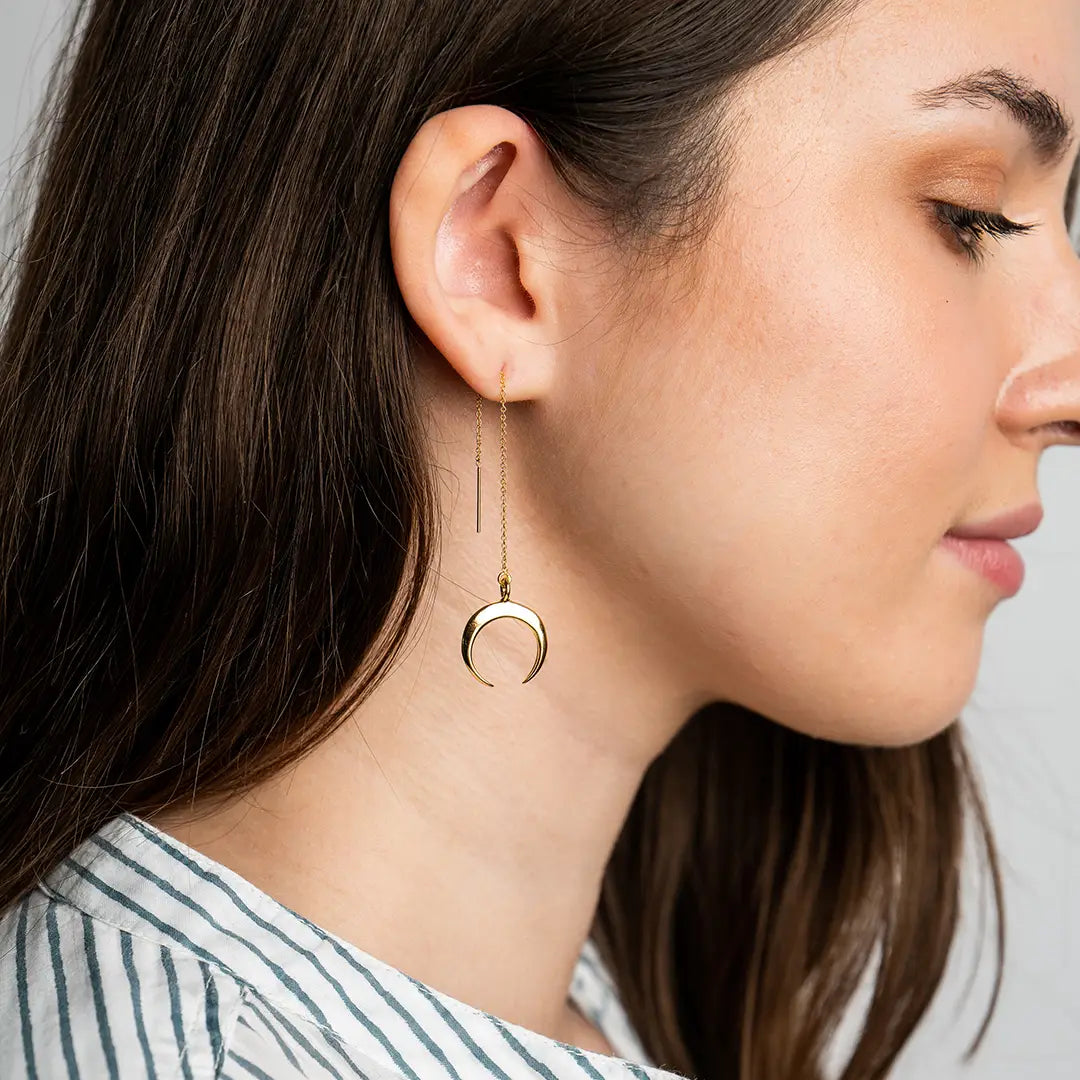 Moon & Onyx Star Threader Earrings