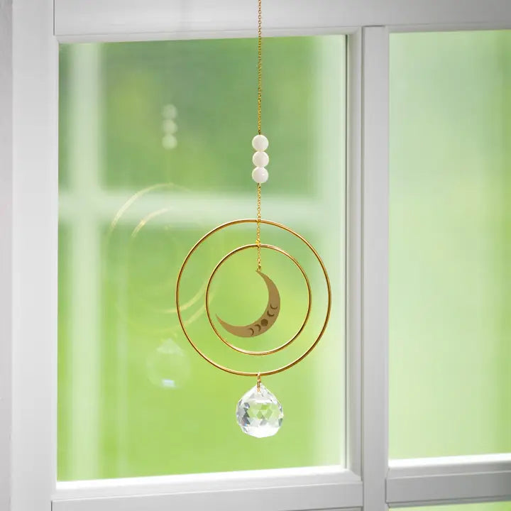 Suncatcher Crescent Moon, White Stone