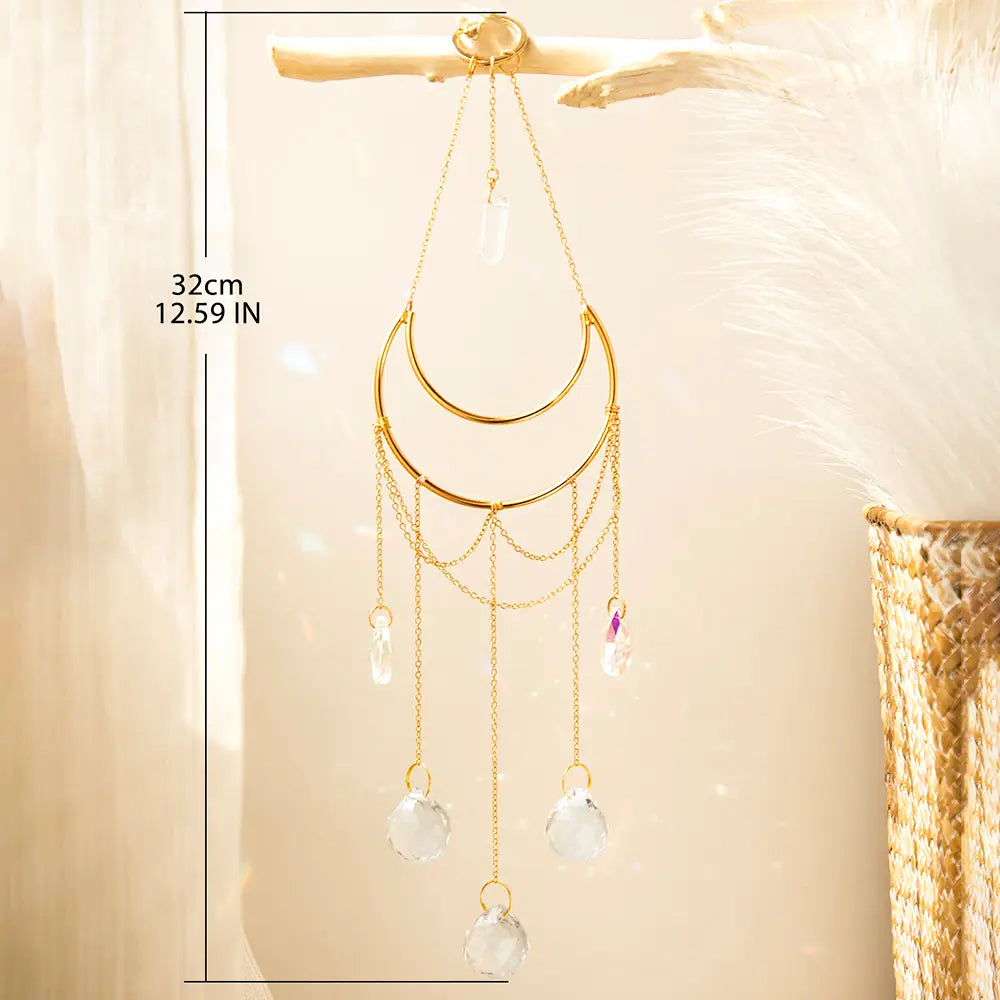 Clear Quartz Upward Moon Suncatcher Crystal Prism