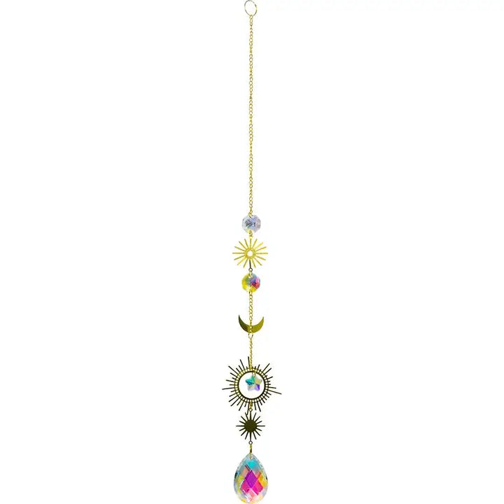 Crystal Hanging Sting Ab Crystal Drop w/ Sun & Moon