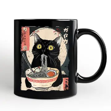 Kawaii Anime Cat Eating Ramen Mug