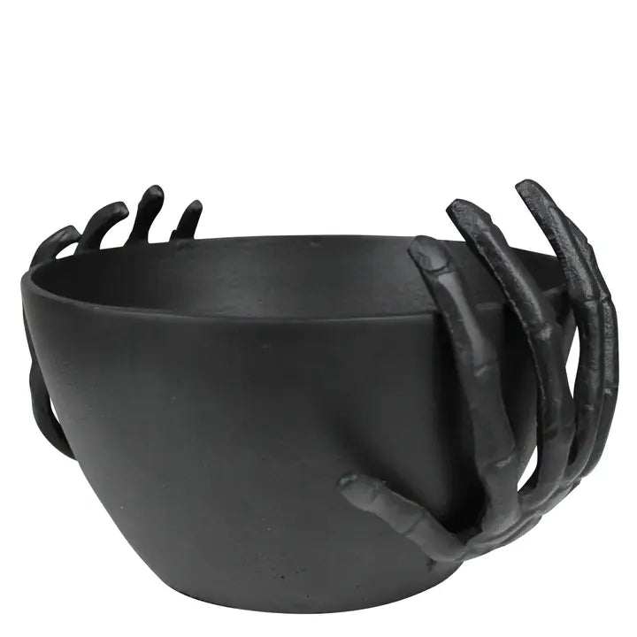 Bowl with Skeleton Hands Black