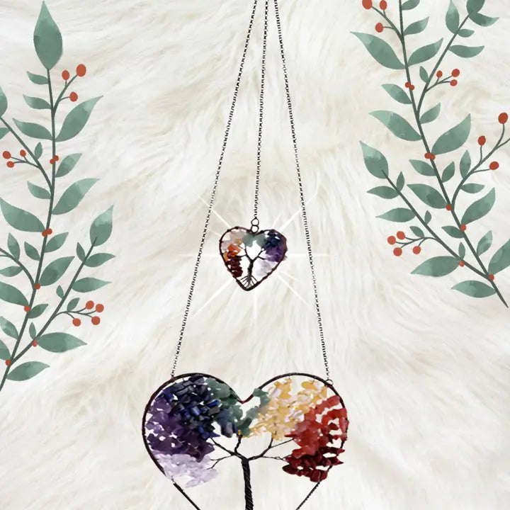 7 Chakra Stones Double Heart Tree of Life