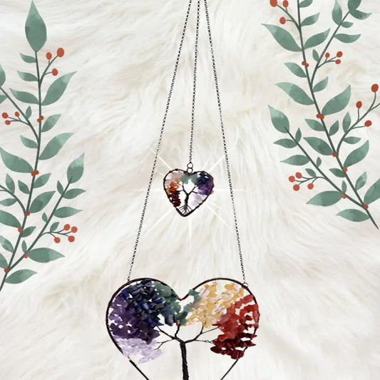 7 Chakra Stones Double Heart Tree of Life