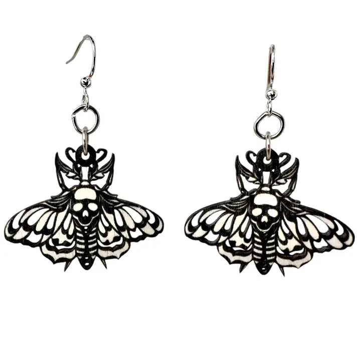 Wooden Earrings - Death Moth