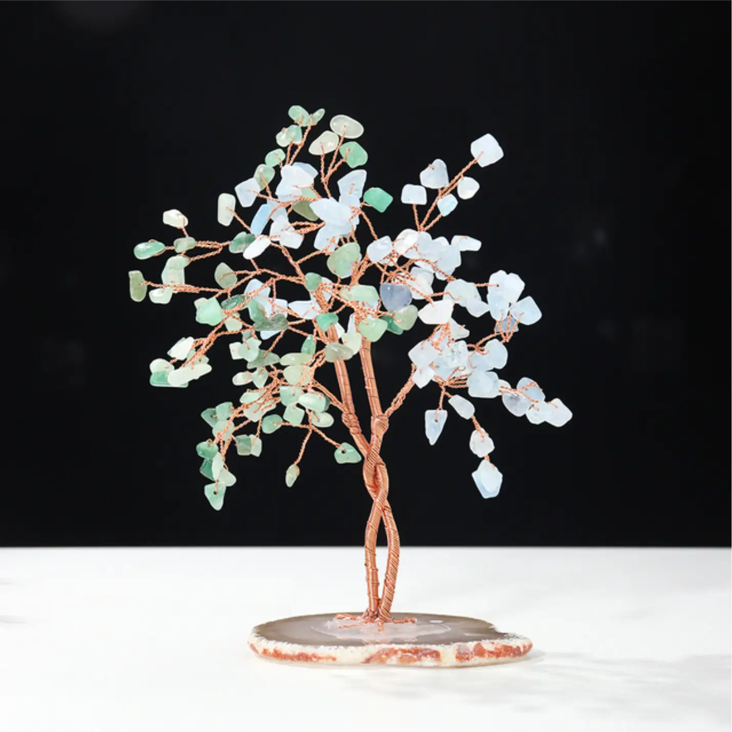 Crossing Gemstone Crystal Tree Aventurine & Aquamarine