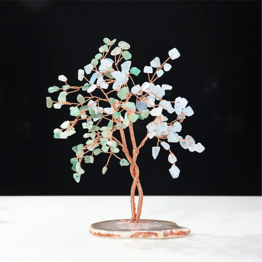 Crossing Gemstone Crystal Tree Aventurine & Aquamarine