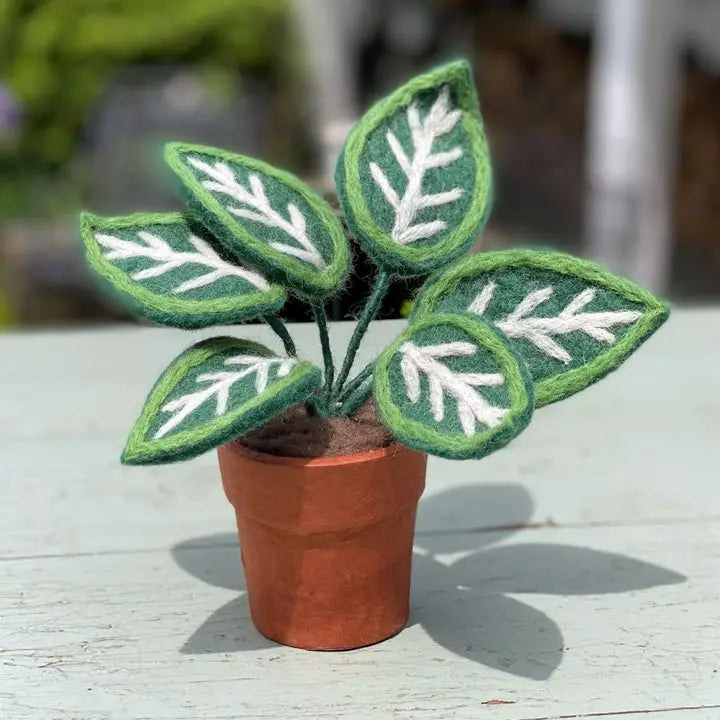Felted Wool Zebra Potted Plant