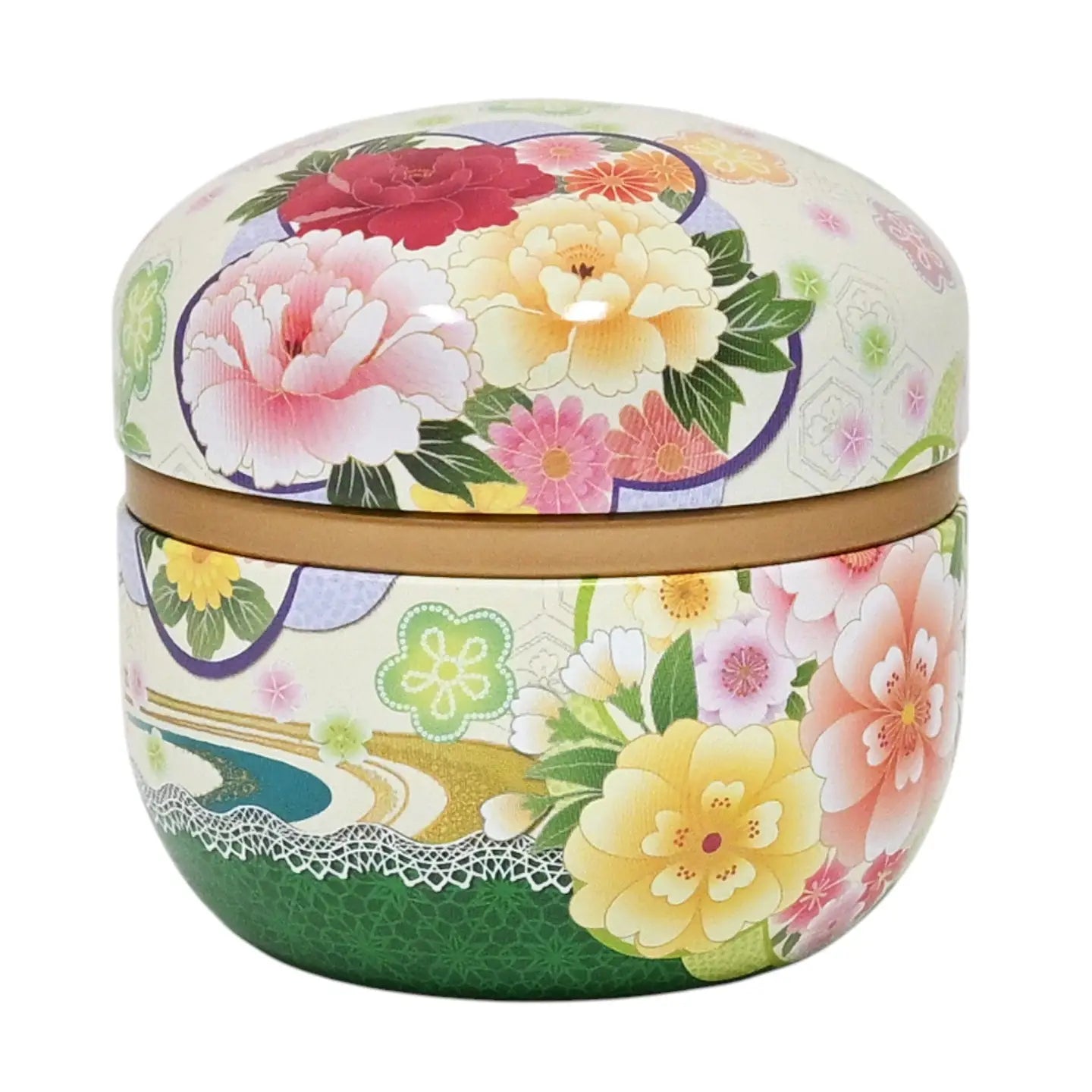 Tea Leaves Container 3.5oz Floral Green JP