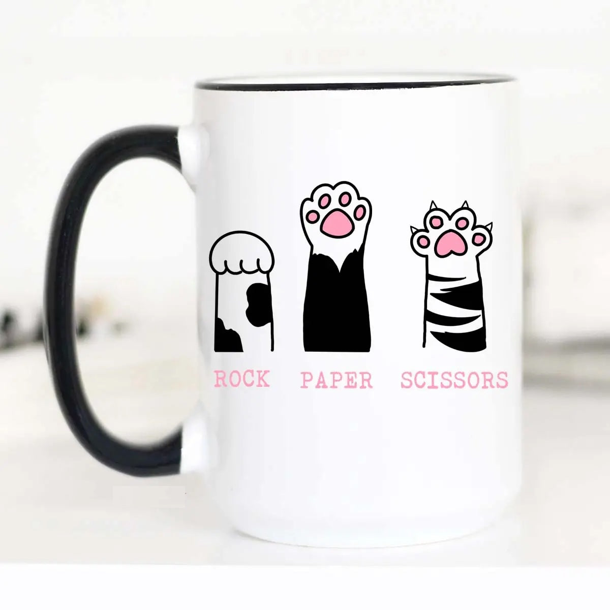 Rock Paper Scissors Cat Mug