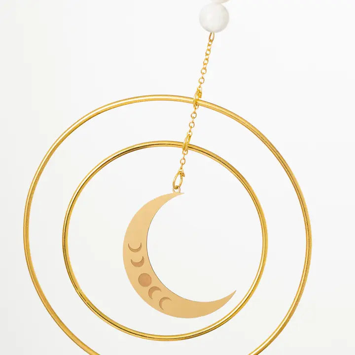Suncatcher Crescent Moon, White Stone