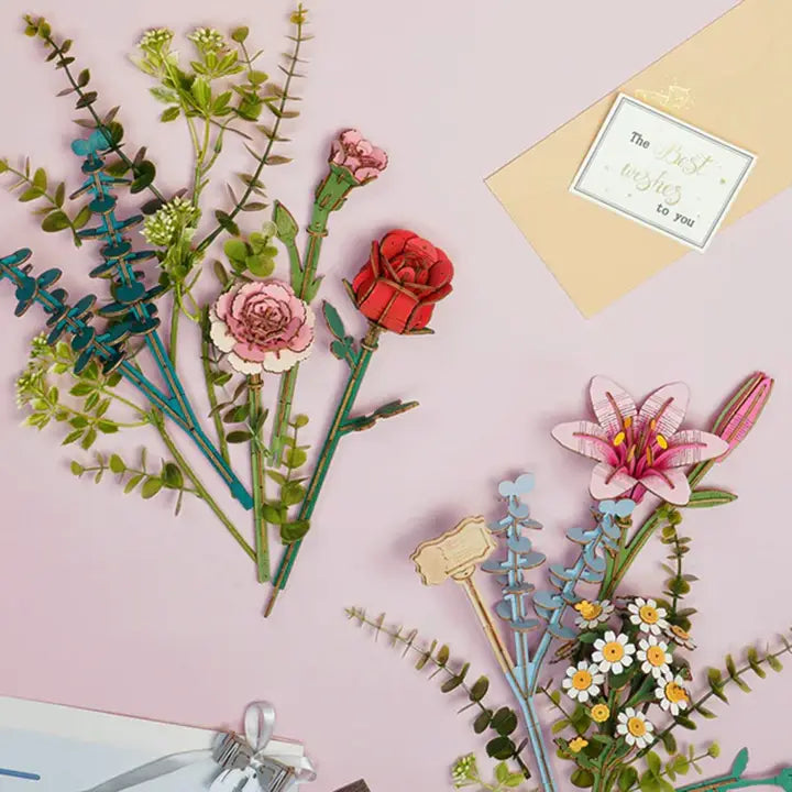 3D Flower Puzzle Wooden Basket