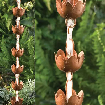 Rain Chain Flamed Lily Cup