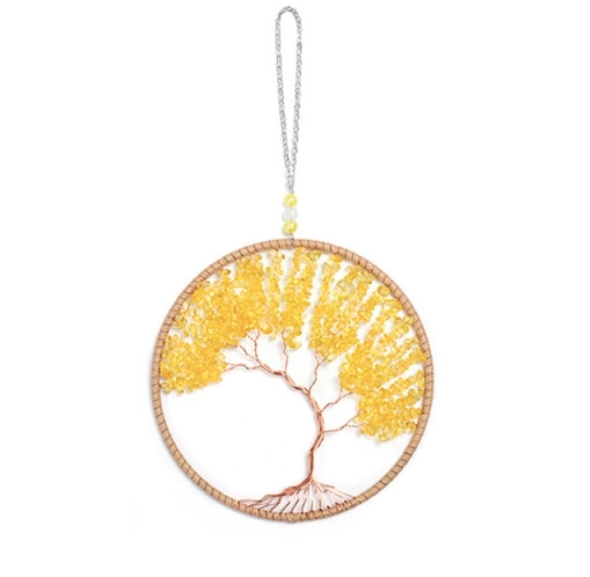 Beaded Tree of Life Dreams Catcher - Citrine