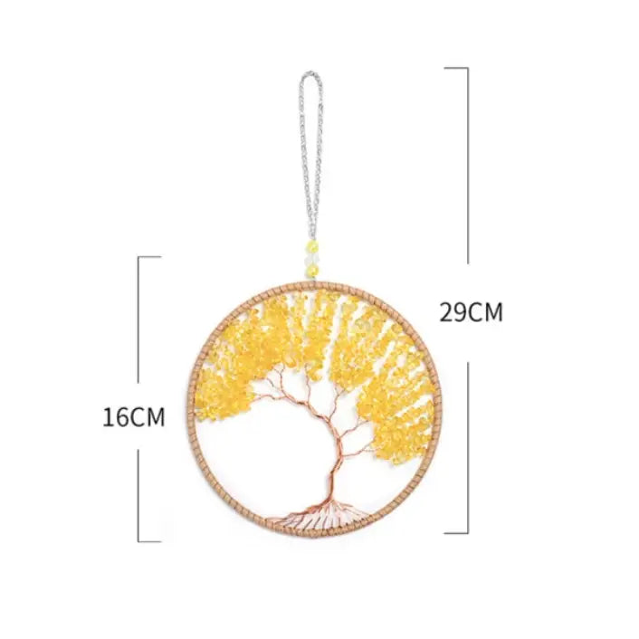 Beaded Tree of Life Dreams Catcher - Citrine