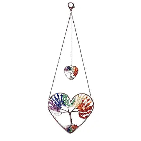 7 Chakra Stones Double Heart Tree of Life