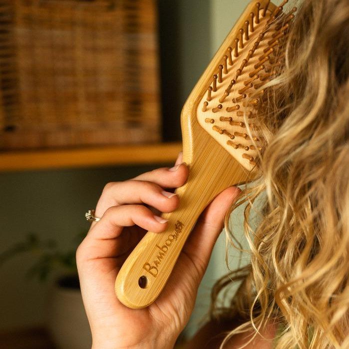 Bamboo Paddle Hairbrush Square