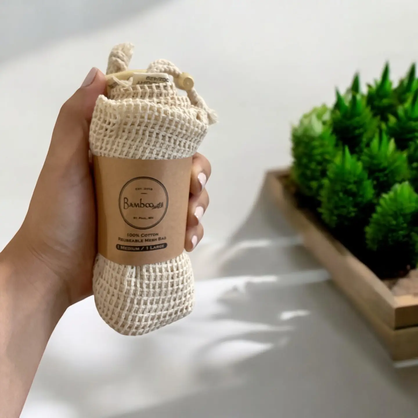 Organic Cotton Mesh Produce Bags 2pk