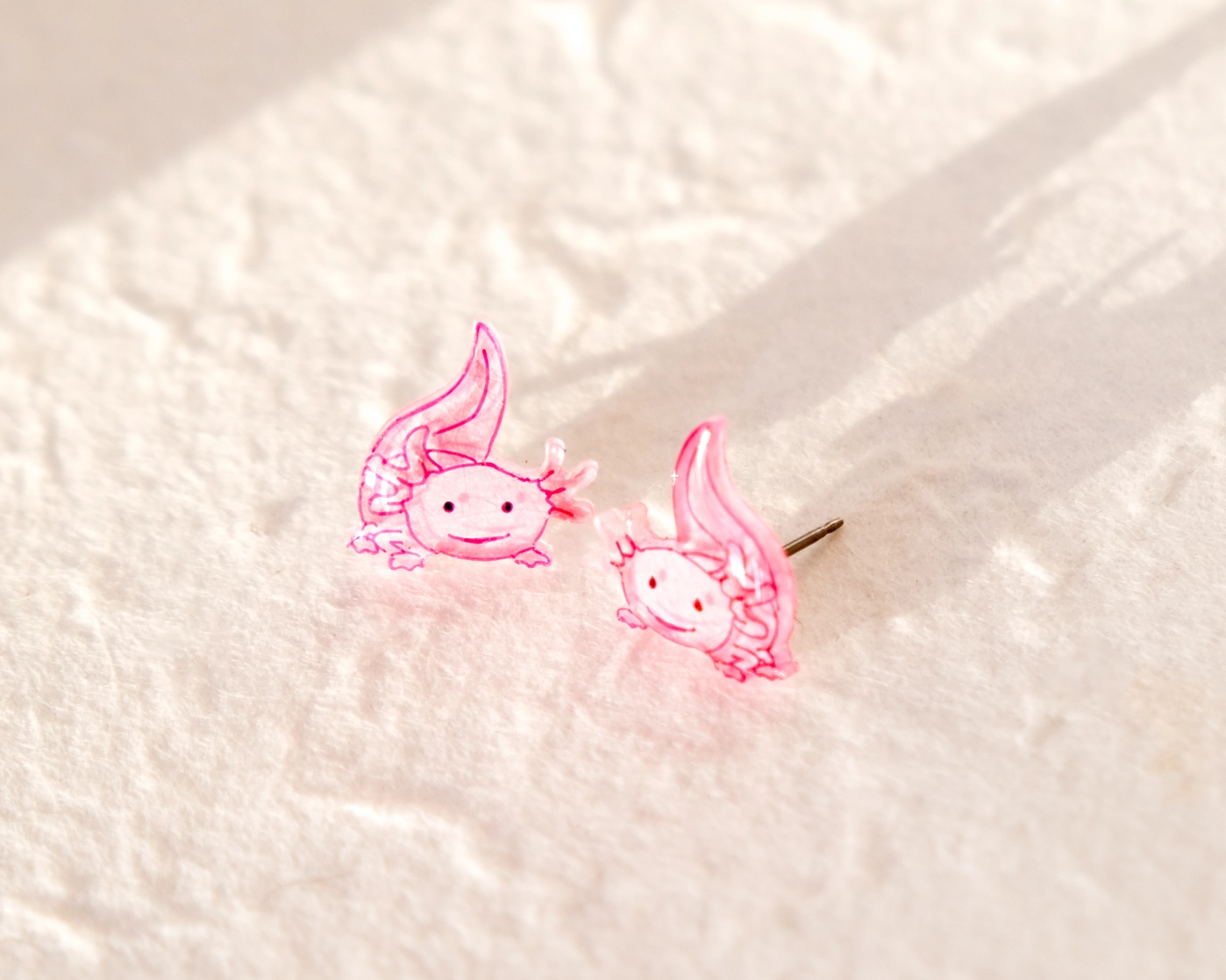 Cute Pink Kawaii Axoloti Stud Earrings