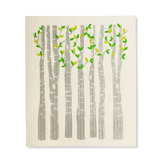 Birch Trees with Leaves Swedish Dishcloth