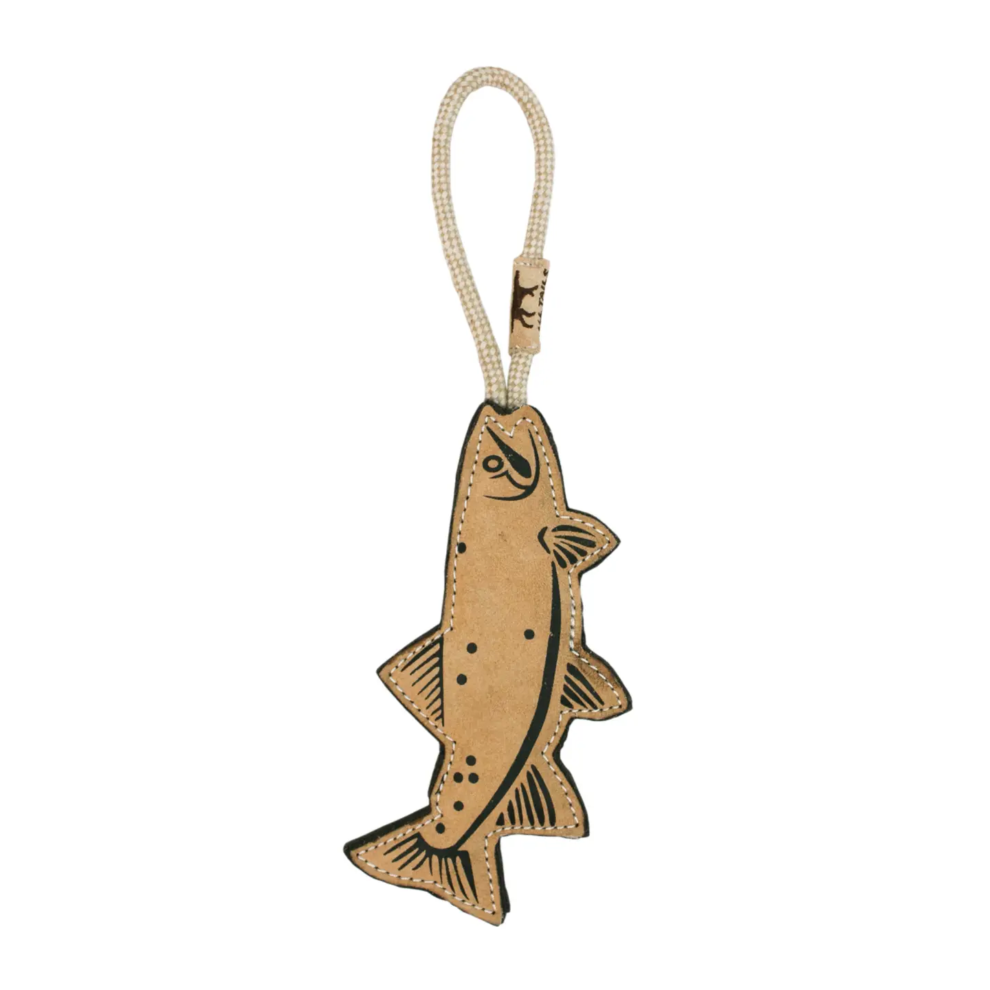 Natural Leather Trout Tug Dog Toy - 16"
